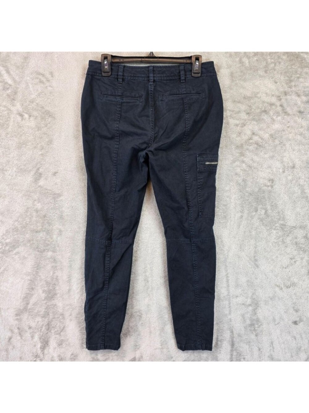 Lauren Ralph Lauren Cargo Pants Womens 4 Blue Twill Slim Ankle Zip Stretch - Picture 2 of 12